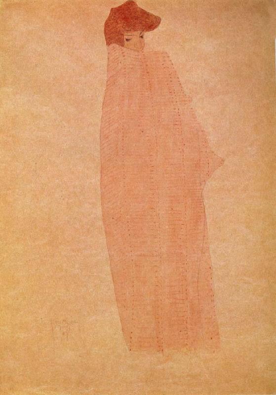 Egon Schiele Standing woman in a Long Cloak Sweden oil painting art